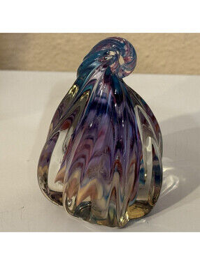 Multicolor Swirl Art Glass Paperweight, Glossy Finish, 4 in Tall